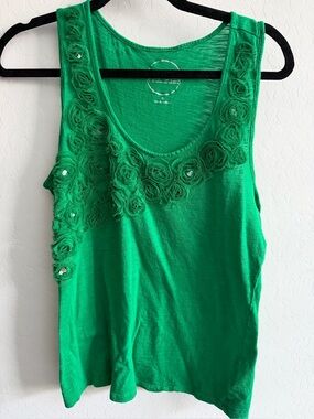 INC Ladies Green Floral Appliqué Tank Top -